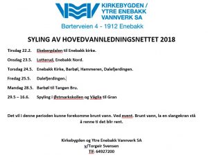 Read more about the article Spyling av hovedvannledningsnettet 2018