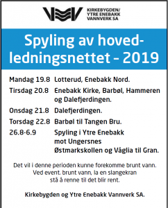 Read more about the article Spyling av hovedledningsnettet – 2019