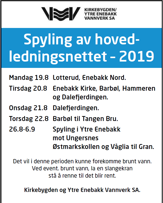 Read more about the article Spyling av hovedledningsnettet – 2019