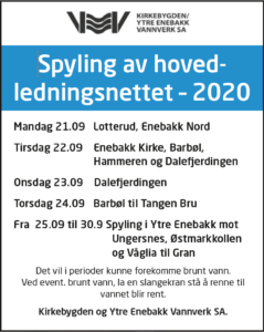 Read more about the article Spyling av hovedvannledningsnettet høst 2020